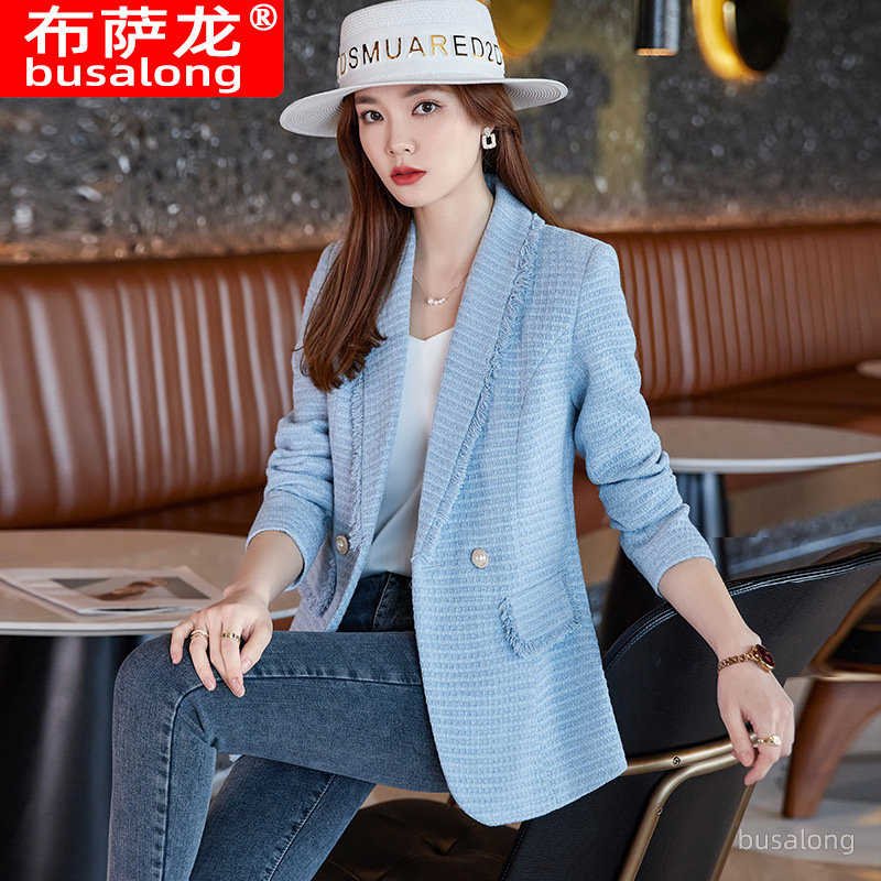 busalong Autumn and Winter busalong Women's Long-sleeved Professional Small Suit Formal Dress Women's Coat Overalls 8396