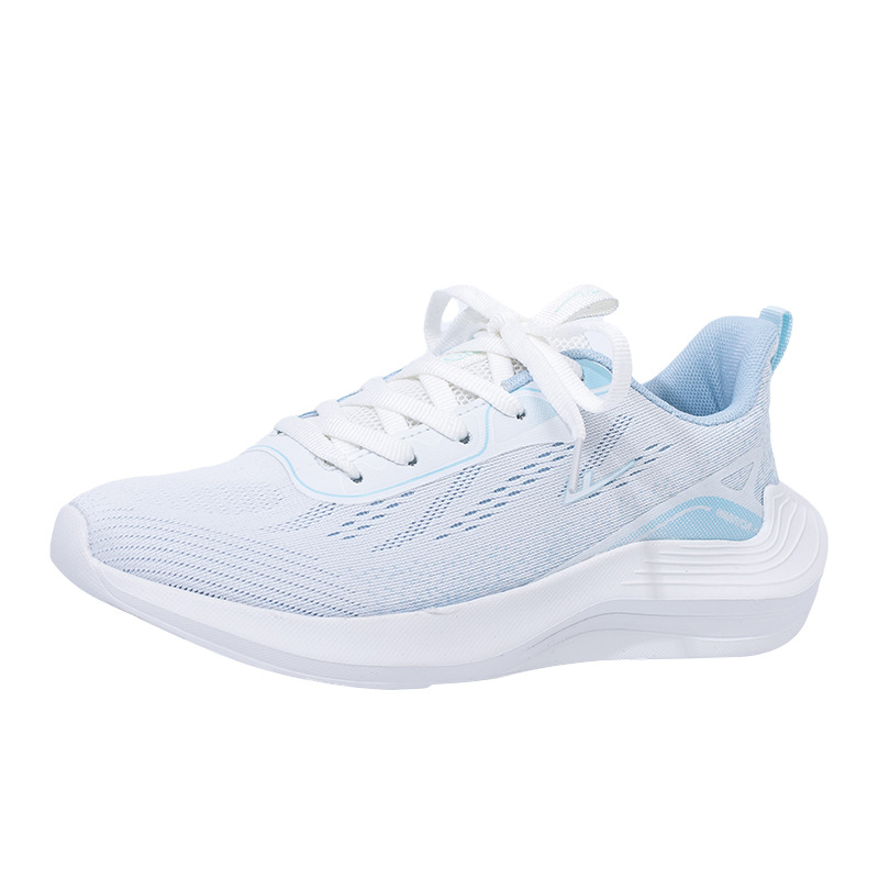 Zapatillas ligeras de malla transpirable en azul glaciar, calzado deportivo para mujer para actividades al aire libre, calzado informal ligero de suela blanda para el día a día.