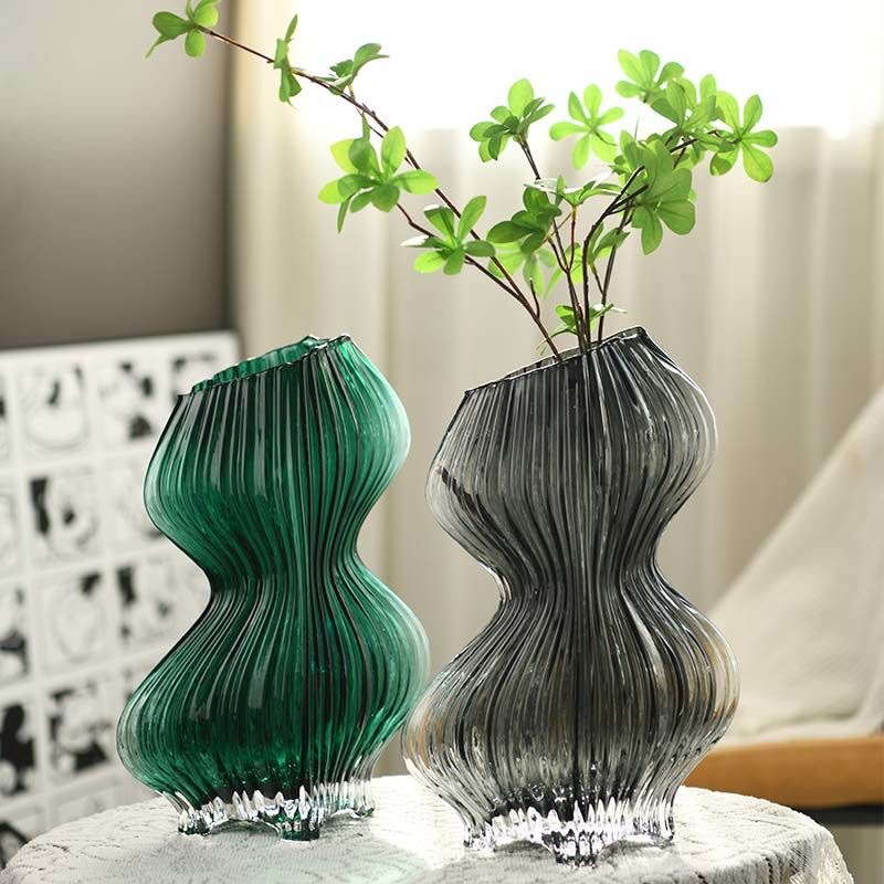 Nicho creativo mariposa cintura jarrón de vidrio transparente sala de estar mesa de comedor flor de agua lirio flor seca decoración ornamentos