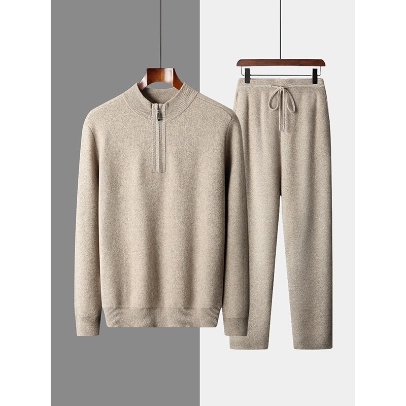 Men's Long-Sleeve Half-Turtleneck Sweater Heavy Seven-Needle Thickened Warm Cashmere Half-Zip Trendy Set Men's Long-Sleeve Half-Turtleneck Sweater Heavy Seven-Needle Thickened Warm Cashmere Half-Zip Trendy Set