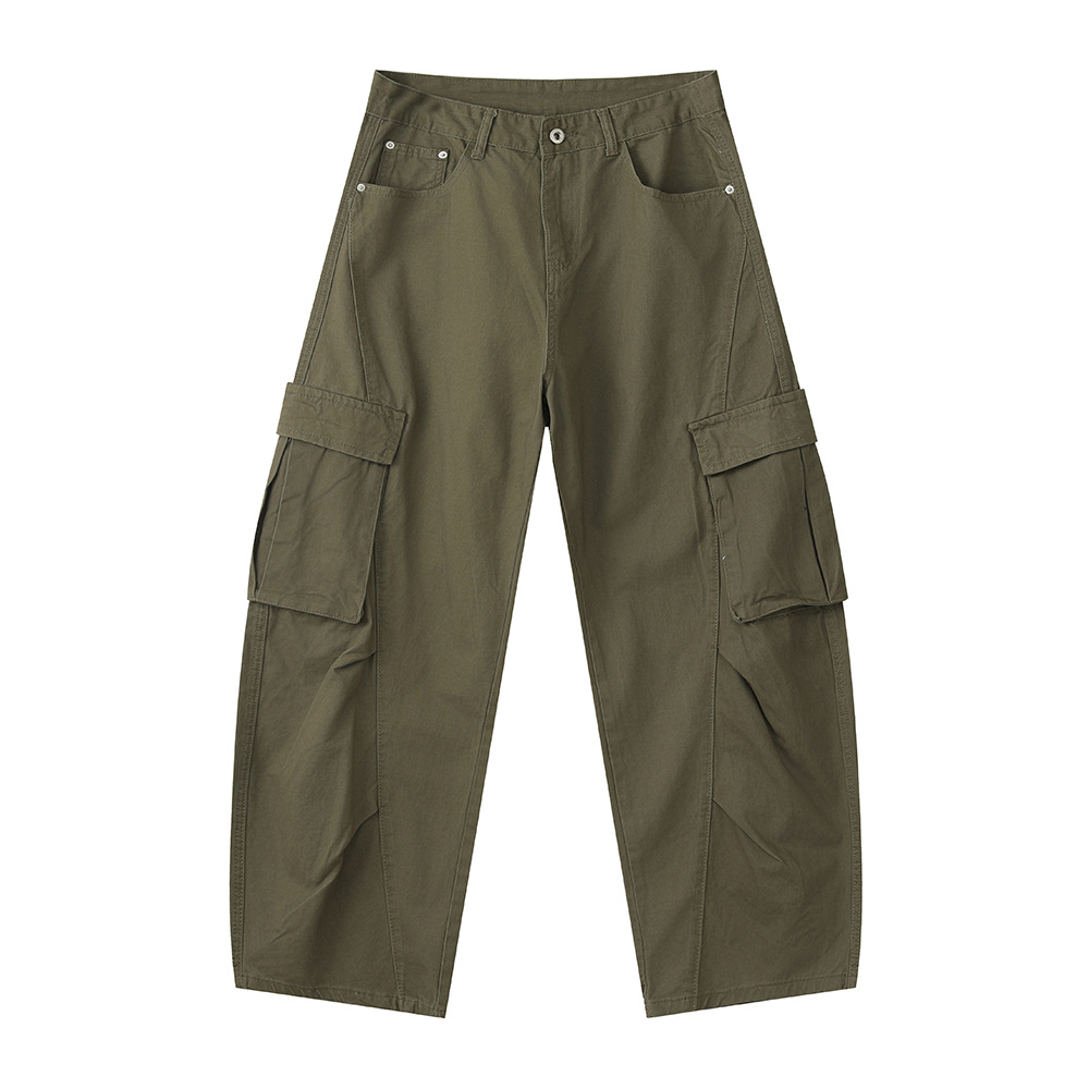 MTLCLOTHES Hombres| American High Street algodón casuales rascar pliegues multi-bolsillo herramienta cimeta lavado con agua jeans