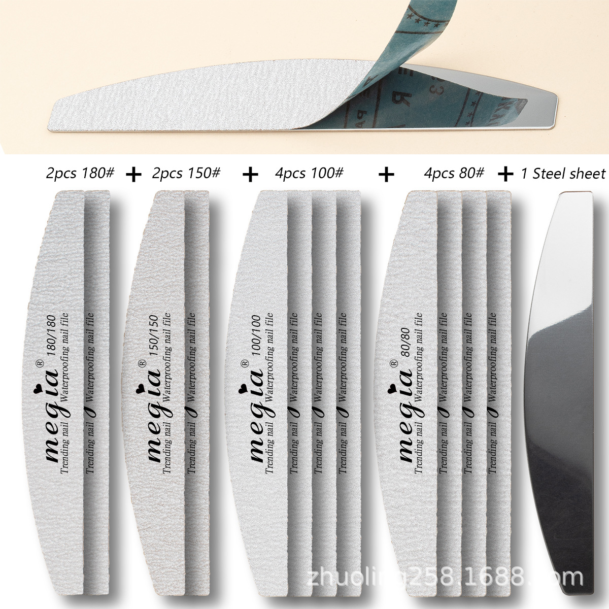 Tira de roce de uñas al por mayor traje de hoja de papel de lija de acero reemplazable lima de uñas tira de molienda de manicura pulido de doble cara