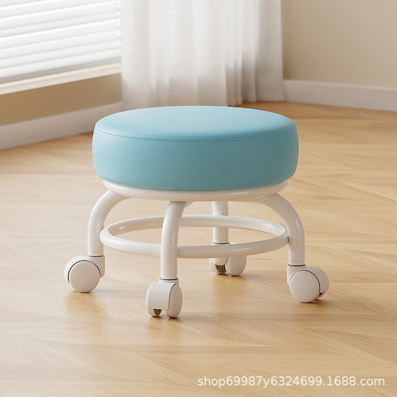 Rueda universal taburete pequeño polea doméstica taburete redondo para cambiar zapatos limpiador taburete bajo con artefactos mágicos para niños pequeños taburetes silenciosos