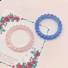 INS趣味串珠大花边圆形亚克力镂空镀彩直孔吊坠 DIY手工饰品配件
