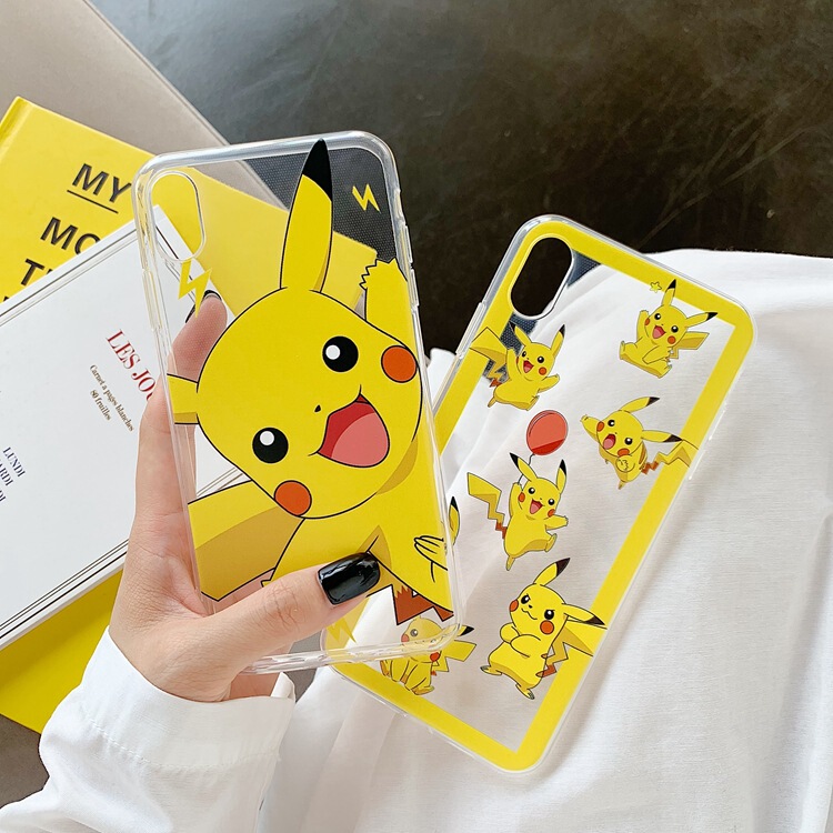 Pikachu Cartoon iPhone13 Phone Case for Apple 15Pro Max Protective Case 12 All-inclusive 14 Transparent Case
