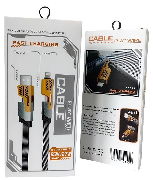 Cable de datos de teléfono móvil Mecha cuatro en uno tipo c cargador súper rápido dos cables de carga de dos cables de dos PD adecuados para Apple 15