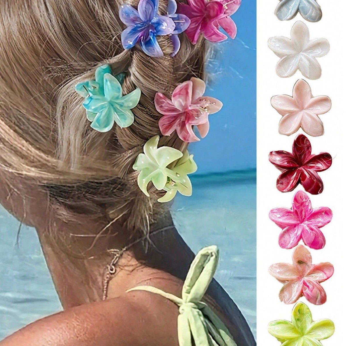 European and American Cross-Border 4cm Plumeria Fashion Seaside Vacation Hairpin High-End Hair Accessories Clip Headwear Small Grab Clip