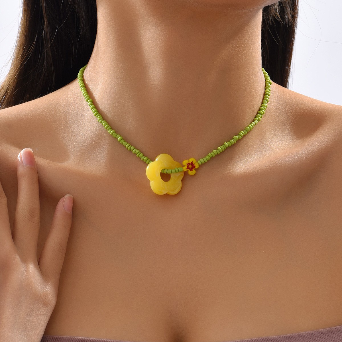 Pastoral Flower Arylic Handmade Women's Necklace display picture 1