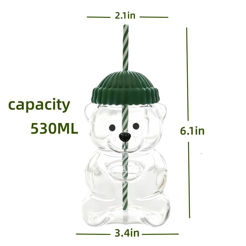 Tazas de vidrio de oso transfronterizo explosión alta borosilicona taza de paja transparente resistente a altas temperaturas taza de bebidas Teddy Bear Botella de Boston