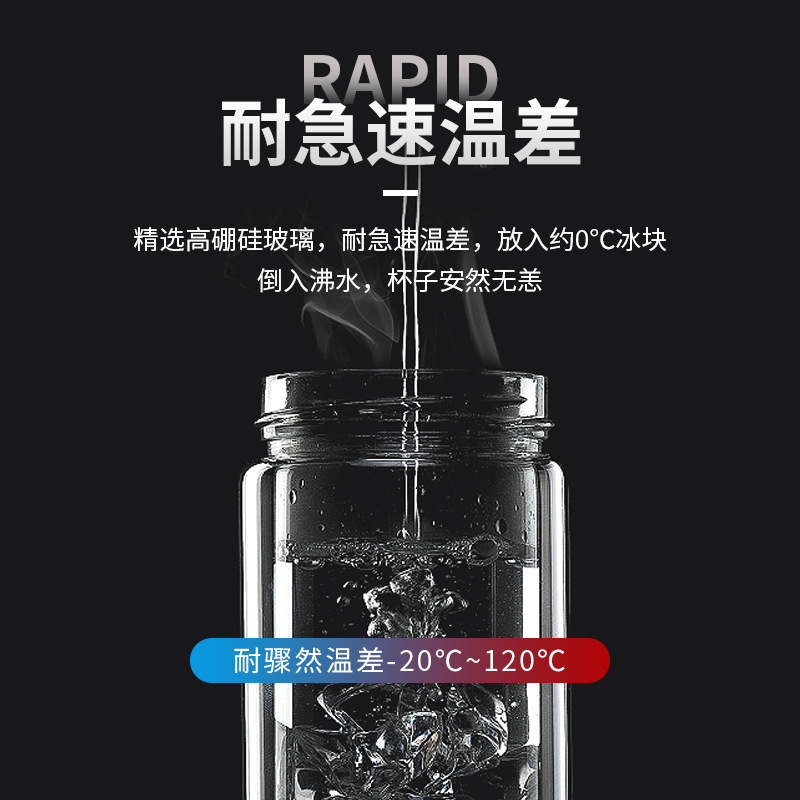商务车载双层高硼硅耐高温隔热商务玻璃杯礼品水杯印LOGO|undefined