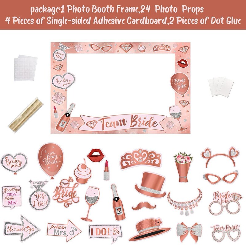 Cross-Border Bachelor Party Photo Props Rose Gold Bride Paper Photo Frame Photo Vase Inserts and Flags Cross-Border Bachelor Party Photo Props Rose Gold Bride Paper Photo Frame Photo Vase Inserts and Flags