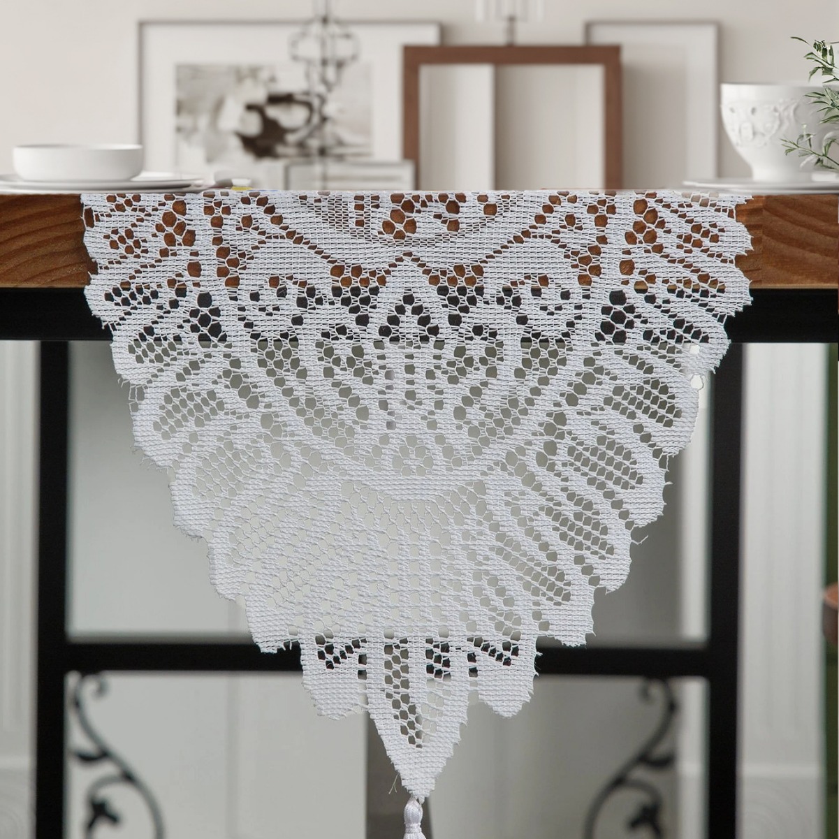 Transfronterizos nuevos bordes de encaje tabla bandera de decoración doméstica tabla de comedor tabla bandera decoración fábrica directa al por mayor