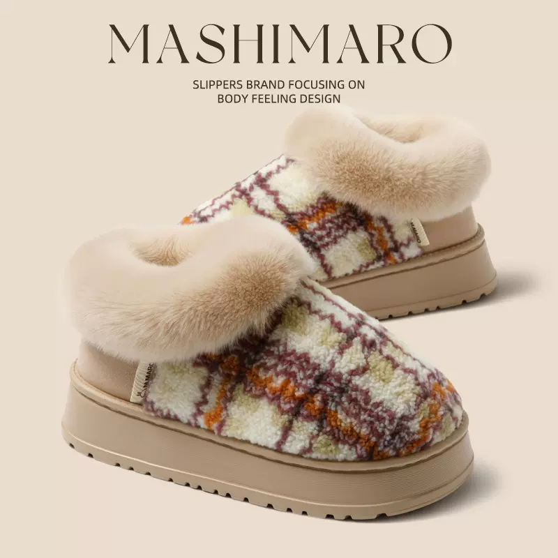 流氓兔棉拖鞋女士冬季2025新款室内家居包跟厚底保暖加绒毛毛棉鞋