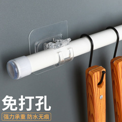 免打孔窗帘挂杆架墙面粘贴式支架夹子门帘伸缩杆粘钩免钉帘杆挂钩