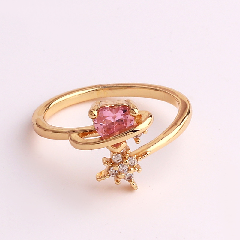 Pastoral Flower Copper Plating Inlay Zircon Open Ring 1 Piece display picture 7