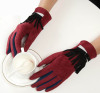 Fashionable fleece keep warm demi-season gloves with tassels, windproof street set