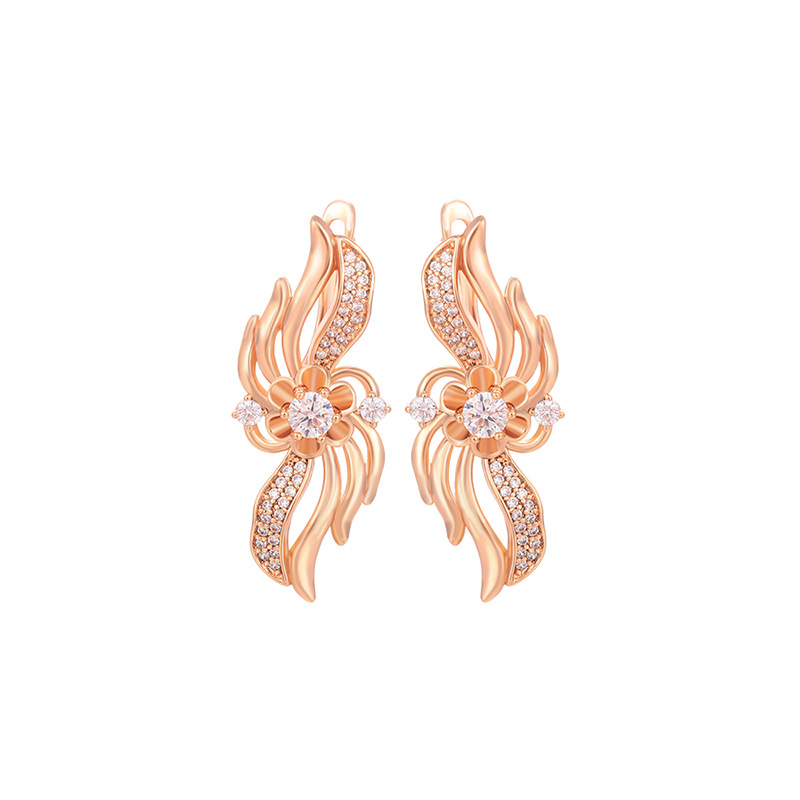 Aretes Huggie Retro de Flores 18K de Aleación de Cobre para Mujer image 6