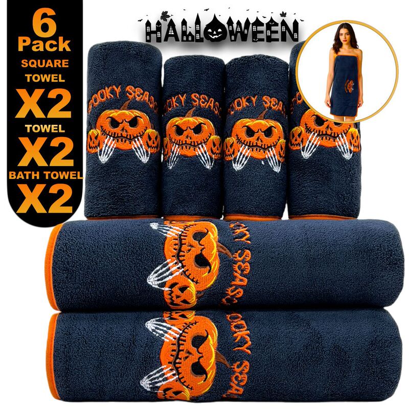 Halloween Coral Fleece Towel Square Towel Bath Towel Six Pack Bath Towel Absorbent Soft Holiday Gift Cross Border