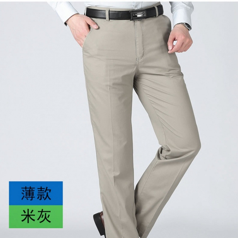 Pantalones casuales sueltos de mediana edad para hombres de algodón puro de 2 piezas de otoño e invierno