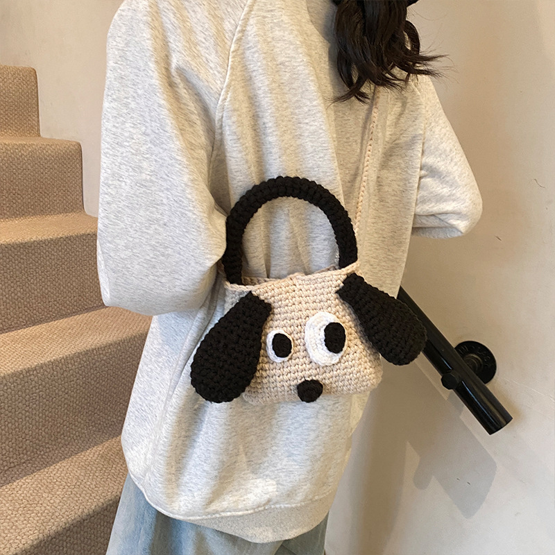 Productos acabados gancho niñas y niños bolsos de hombro caricatura lindo perro de ojos grandes bolsos de mano para niños otoño y invierno nuevos bolsos para niños