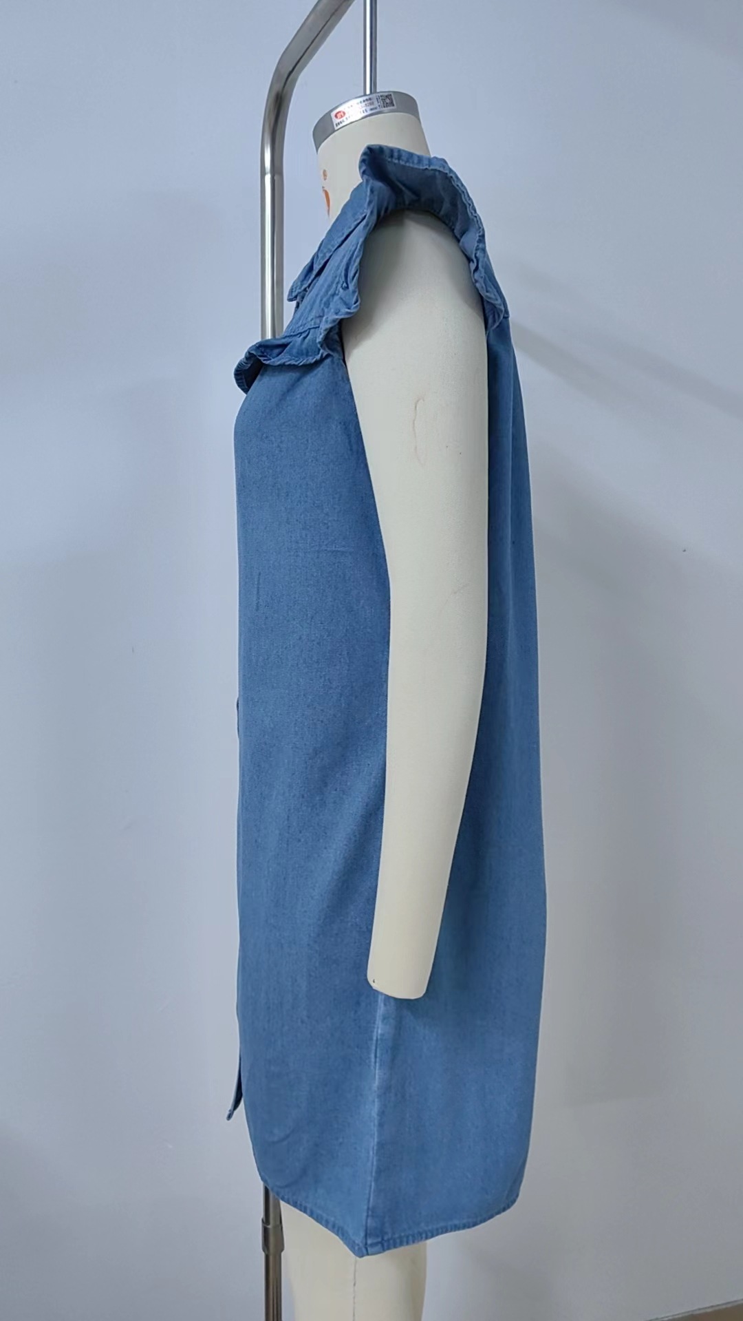 Women Clothing Spring Summer Washed Denim Vest Dress Midi Dress