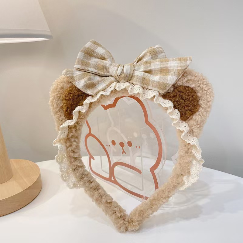 Otoño y invierno lindos estereoscópicos de peluche bandeja de cabello de dibujos animados orejas de gato orejas de conejo lavar la cara bandeja de cabello rojo al por mayor accesorios para el cabello