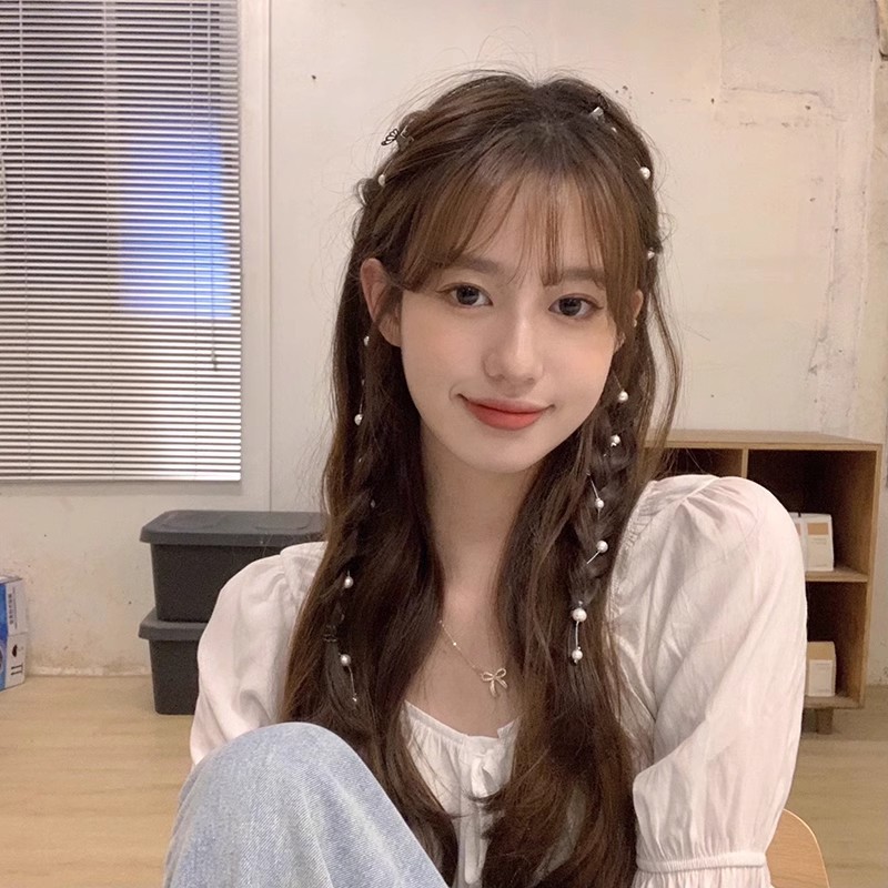 Venta caliente ~ trenzado perla mágica cinta trenzada de cabello temperamento de alta sensación trenzada cadena de cabello joyas de cabello correa de cabello