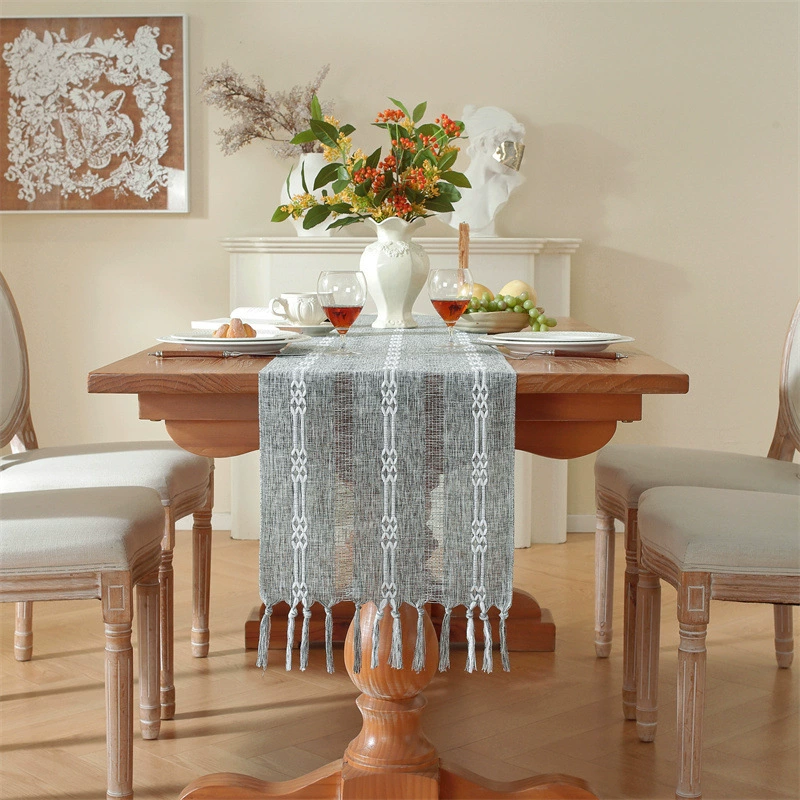 Cross -border Amazon Simple handmade hand -woven hollow Su Table flag household American rural Christmas table cloth desktop