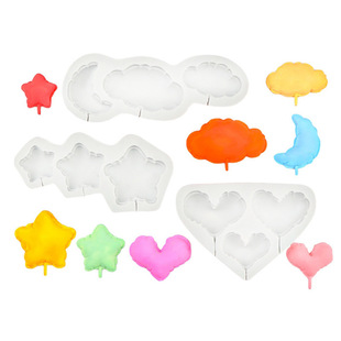 Five-Pointed Star Balloon Heart Fondant Mold Heart Cloud Dessert Plug-In Cake Fondant Silicone Mold