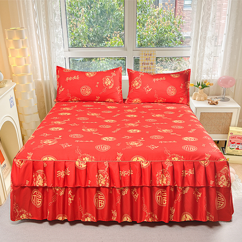 Máscara de cama Simmons transfronteriza, algodón de aloe vera, falda de cama de encaje bilateral de una sola pieza, cubierta de cama de princesa coreana, fábrica al por mayor