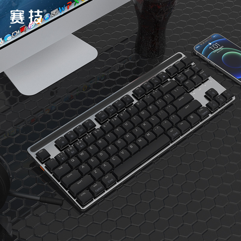Saiji Low Tea Shaft Mechanical Keyboard Mac Notebook Tablet 2.4G Bluetooth Wired 87 Key Black