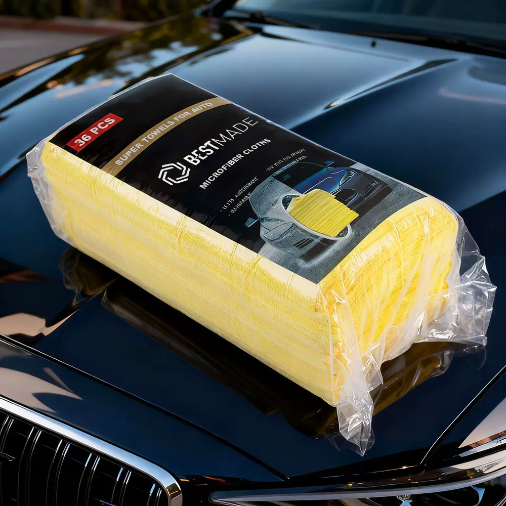 跨境电商超细纤维40*40cm汽车擦车巾涤锦经编高低毛毛巾