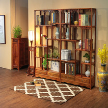 博古架仿古实木中式古典榆木多宝阁隔断古董架成列架茶叶展示架