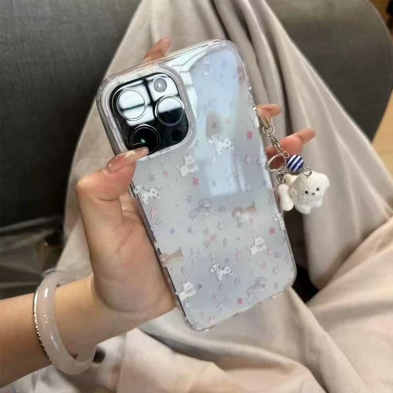 Nicho ins púrpura difuminado estrella salchicha perro para iPhone 15/14 funda para teléfono móvil Apple 16ProMax hembra