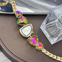 跨境爆款不规则大钻表带时尚女士手表轻奢小众彩色镶钻异形石英表