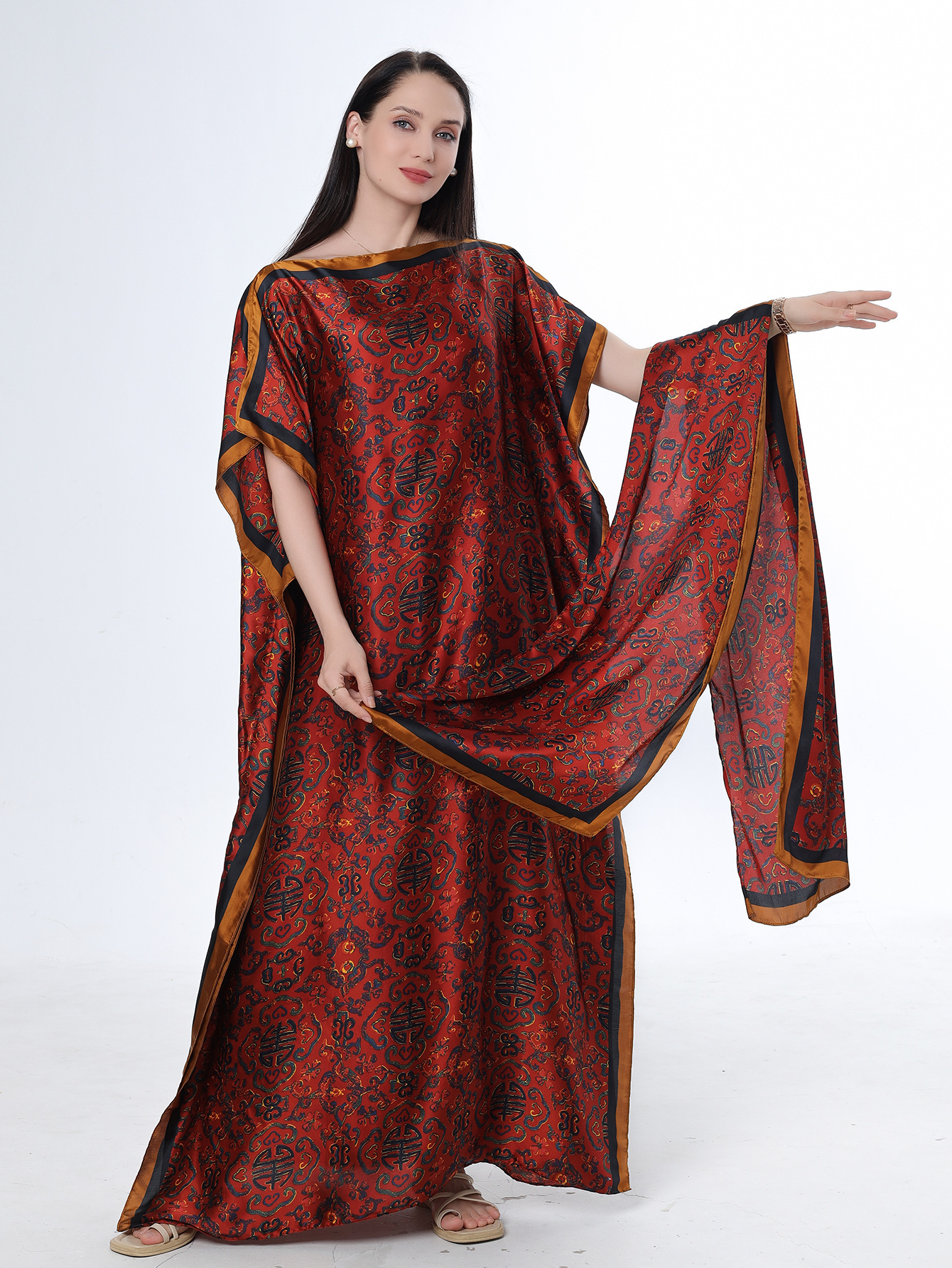 2025 primavera y verano nuevo Amazon venta rápida ropa malaya camisa de arena imitación seda brocado ropa de protección solar de vacaciones de playa