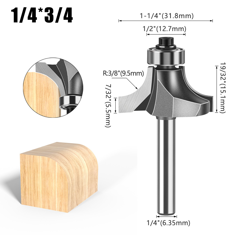 Cuchillo redondo de carpintería de 1/4 mango 1/2 mango Cuchillo redondo de uso común Cuchillo redondo de aleación de alta calidad Cabeza de corte