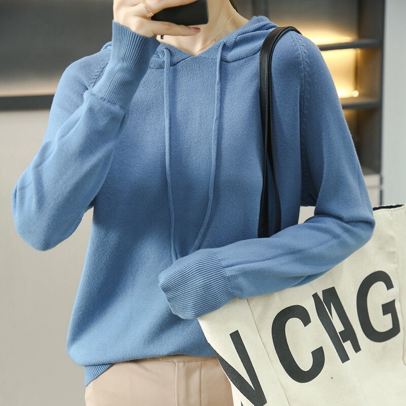 Early Autumn New hooded pullover women's loose casual long-sleeved sweater short inner bottoming sweater hoodie