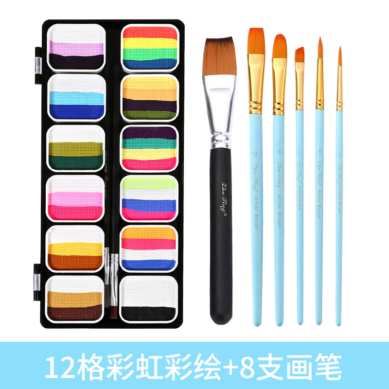 3012F-12 그리드 무지개 그림 5 매트 블루 브러쉬 1 블랙 와이드 헤드 펜