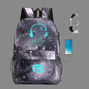 Music Prince luminous usb charging backpack computer bag middle school student schoolbag men's and women's leisure backpack can be set