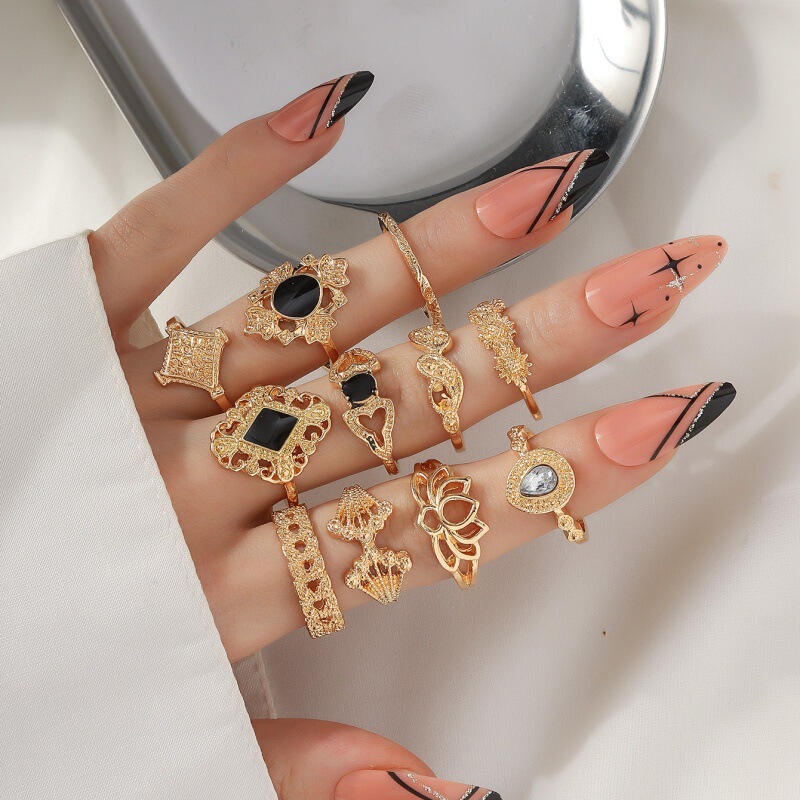 European and American Cross-Border Export Popular Bohemian Retro Ring Set Jewelry New Jewelry Women's Accessories Ring