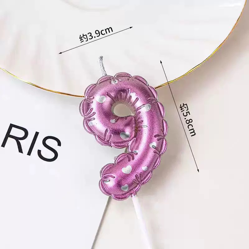 Decoración de pastel de horneado globos blancos velas digitales de color rosado gradiente inswind pastel de cumpleaños vela insert