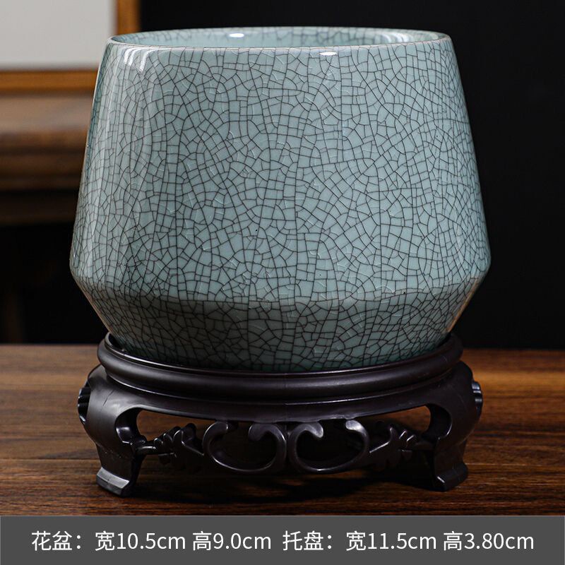 Ge Ware Succulent Flower Pot, Ceramic Chinese Style Creative and Unique Coarse Pottery for Succulent Plants, Orchids, Phalaenopsis, and Green Plants Ge Ware Succulent Flower Pot, Ceramic Chinese Style Creative and Unique Coarse Pottery for Succulent Plants, Orchids, Phalaenopsis, and Green Plants