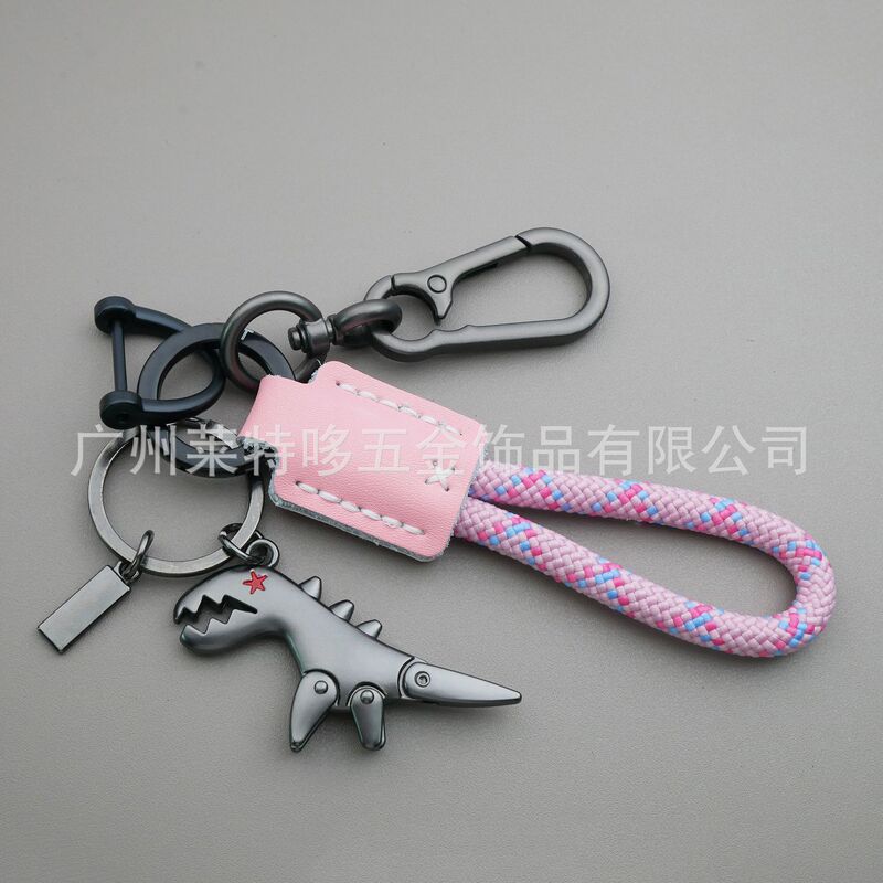 跨境可爱卡通小恐龙钥匙扣女生汽车钥匙链皮绳钥匙圈书包挂件礼物|undefined