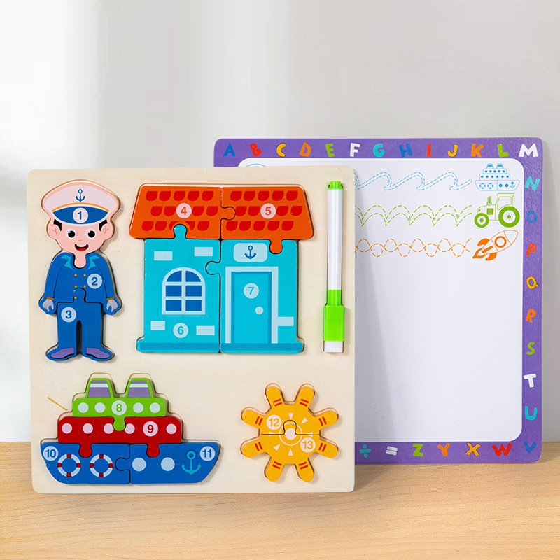 Niños de madera 3D puzzle tridimensional vehículos de transporte de animales cognición gran tablero de puzzle juguetes de educación temprana