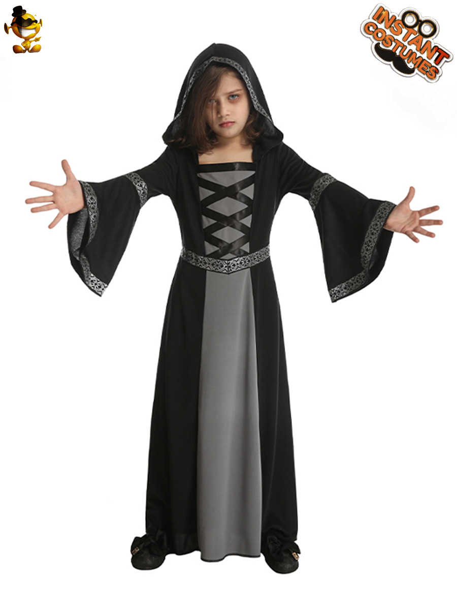Bruja mágica de los niños traje de la bruja Halloween fantasma Festival Cosplay papel juego la etapa image 3