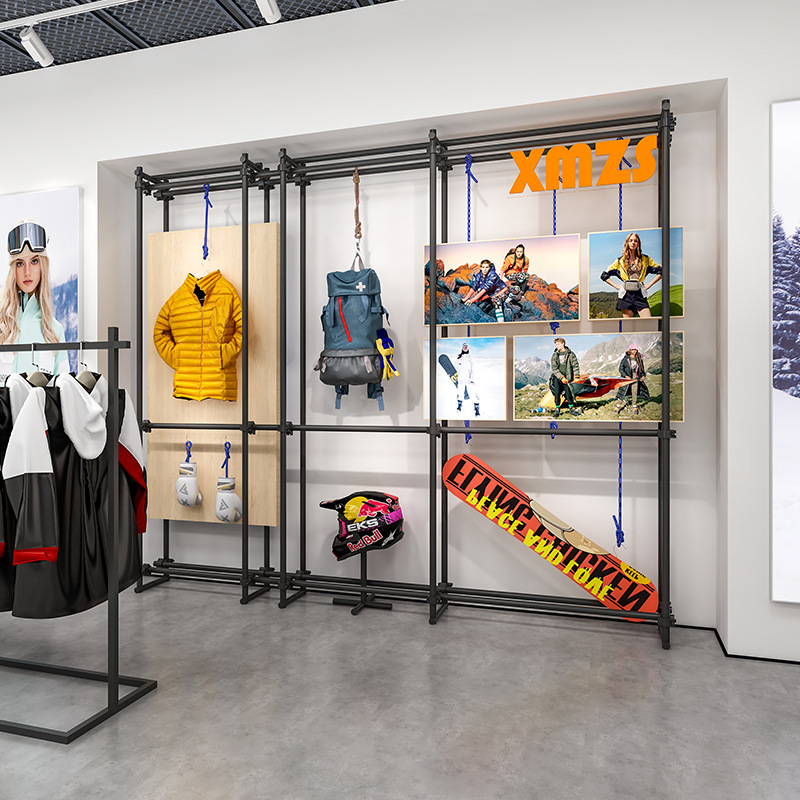 Tienda de ropa de alta calidad estante de exhibición de pared estante de exhibición de estante de exhibición tipo piso estante de exhibición de isla media con luz