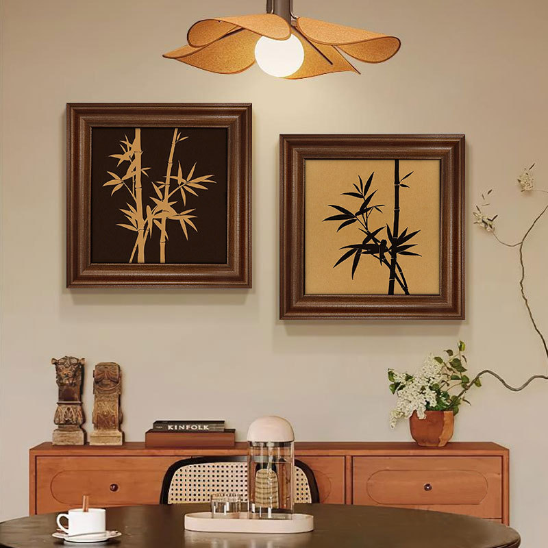 Medieval Style Zen Bamboo Art High-End Decorative Painting Entrance Hallway Hanging Painting B&B Entrance Cabinet Painting