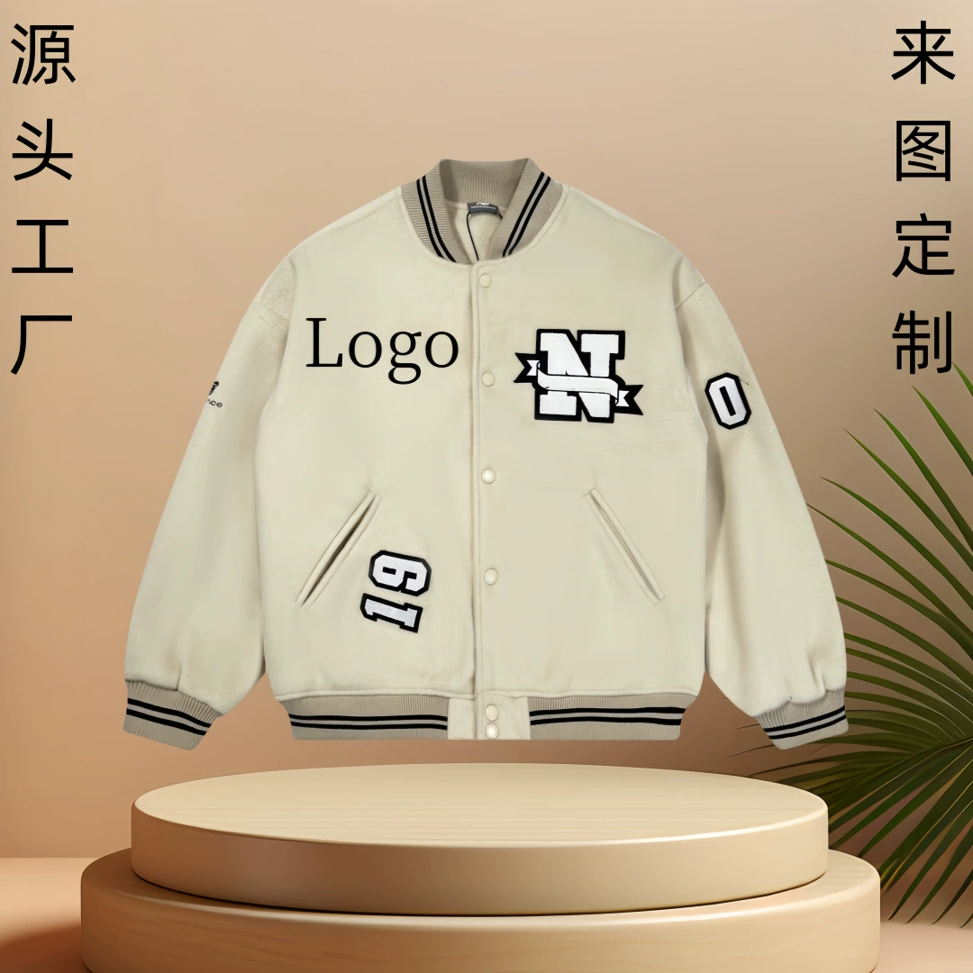 Заводской заказ внешней торговли шерстяной утолщенный свободный бейсбольный костюм Корейская пара вышитая буква бейсбольная куртка пальто