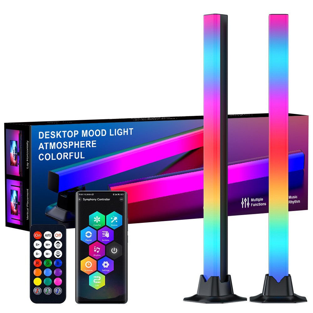 Luz ambiental LED para escritorio con espejo en capas, luz para streaming de deportes electrónicos, luz de fondo inteligente Bluetooth, luz nocturna para salón/dormitorio.